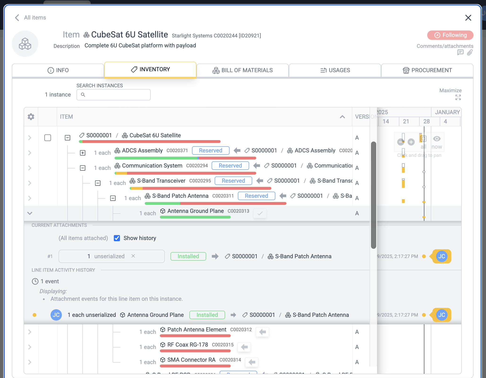 Instance tracking with event history