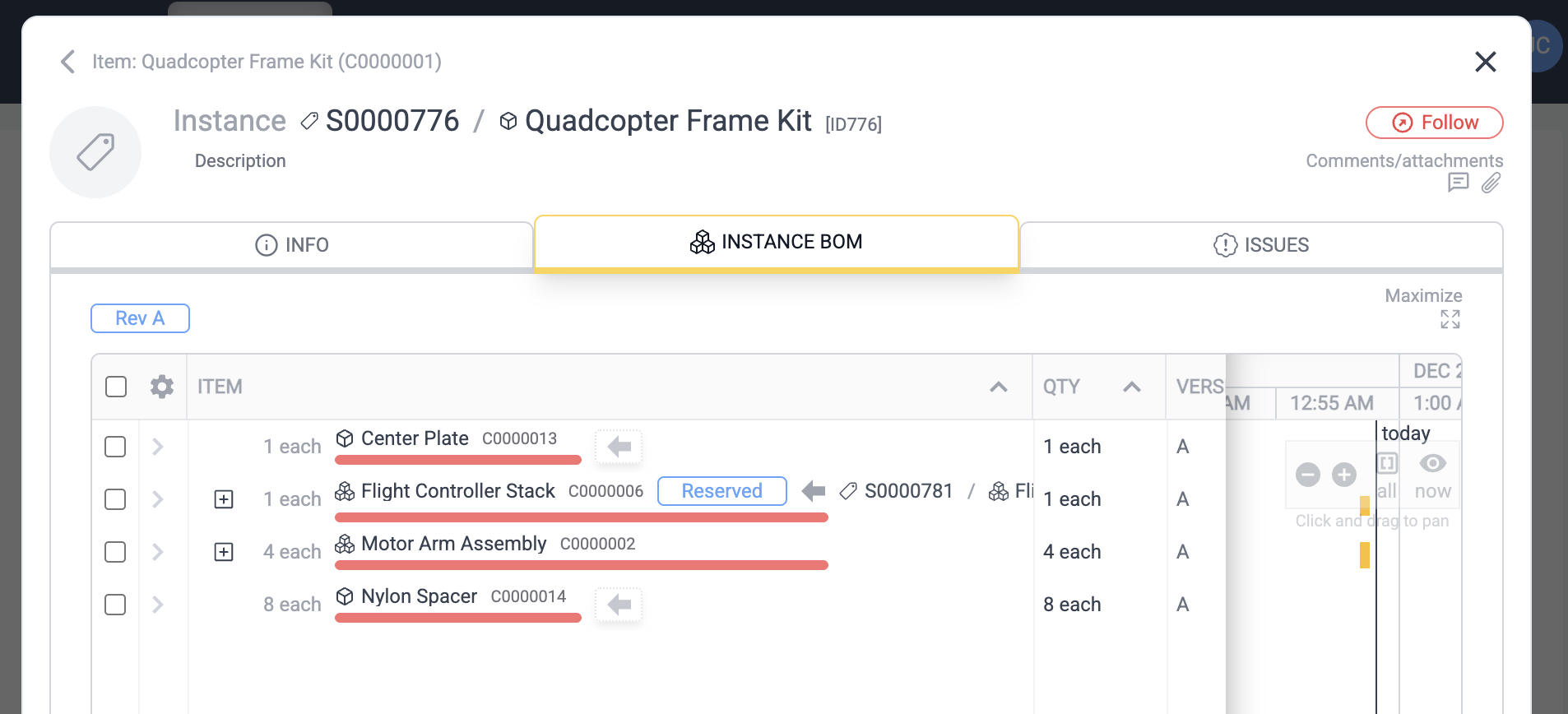 Instance BOM with completion status